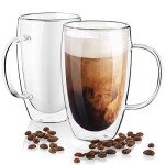 Double Wall Glass Coffee Mugs Set of 2