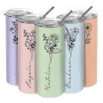 Personalized Birth Flower Tumblers for Her - 20 Oz