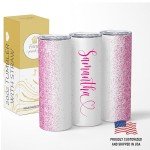 Customized Pink Glitter Tumbler with Lid and Straw