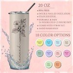Personalized Birth Flower Tumblers for Her - 20 Oz