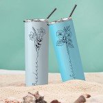 Personalized Birth Flower Tumblers for Her - 20 Oz