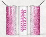 Customized Pink Glitter Tumbler with Lid and Straw