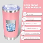 20 oz Insulated Stainless Steel Travel Tumbler - Pink