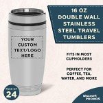 Custom Stainless Steel Tumblers - 16 oz, Set of 24