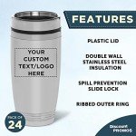 Custom Stainless Steel Tumblers - 16 oz, Set of 24