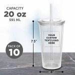 Personalized 20 oz Double Wall Acrylic Tumblers - Set of 10