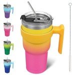30 oz Stainless Steel Tumbler with Handle & Straw