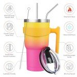 30 oz Stainless Steel Tumbler with Handle & Straw