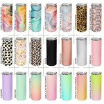 Customizable 20 Oz Skinny Tumbler with Straw