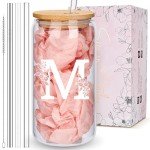 Custom Monogram Tumbler with Bamboo Lid & Straw
