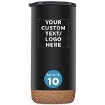 Personalized Black Travel Tumblers 16 oz - Set of 10