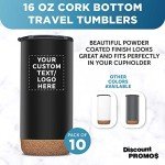 Personalized Black Travel Tumblers 16 oz - Set of 10