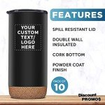 Personalized Black Travel Tumblers 16 oz - Set of 10