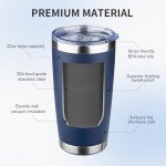 Navy Blue 20oz Insulated Coffee Tumbler with Straw