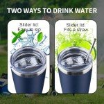 Navy Blue 20oz Insulated Coffee Tumbler with Straw