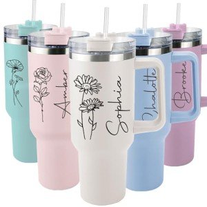 Personalized 40 Oz Stainless Steel Tumbler with Handle