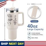 Personalized 40 Oz Stainless Steel Tumbler with Handle