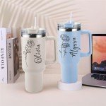 Personalized 40 Oz Stainless Steel Tumbler with Handle