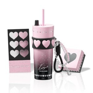 24oz Pink Stainless Steel Insulated Tumbler with Straw