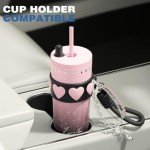 24oz Pink Stainless Steel Insulated Tumbler with Straw