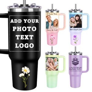 Custom 40oz Tumbler with Handle and Straw