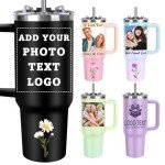 Custom 40oz Tumbler with Handle and Straw