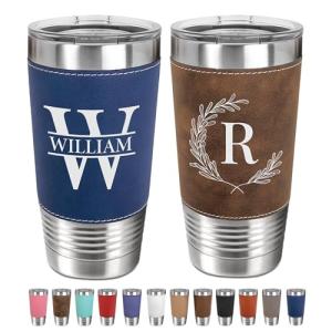 Custom 20oz Leather Tumbler with Name & Logo