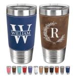Custom 20oz Leather Tumbler with Name & Logo