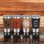 Custom 20oz Leather Tumbler with Name & Logo