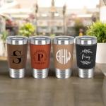 Custom 20oz Leather Tumbler with Name & Logo