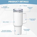 Personalized 40 Oz Tumbler with Handle for Gifts