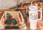 Personalized 40oz Initials Tumbler Cup with Handle
