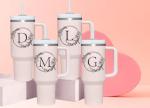 Personalized 40oz Initials Tumbler Cup with Handle