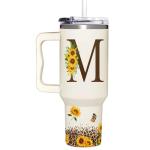 Personalized Sunflower Monogrammed Tumbler - 40oz