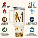 Personalized Sunflower Monogrammed Tumbler - 40oz