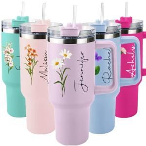 Personalized 40 Oz Stainless Steel Tumbler with Handle