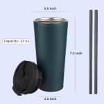 Konokyo 22 OZ Insulated Tumbler with Lid and Straws