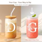 Personalized 16oz Monogrammed Glass Tumbler with Straw
