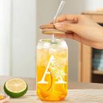 Personalized 16oz Monogrammed Glass Tumbler with Straw