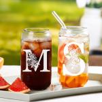 Personalized 16oz Monogrammed Glass Tumbler with Straw