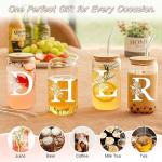 Personalized 16oz Monogrammed Glass Tumbler with Straw