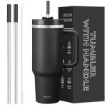 40 oz Insulated Tumbler with Handle and Straw