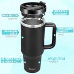 40 oz Insulated Tumbler with Handle and Straw