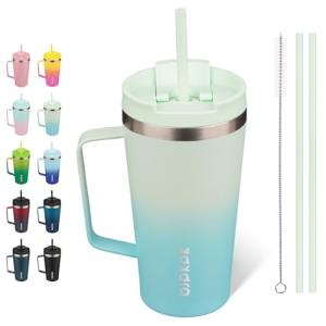 Mint Insulated Tumbler with Handle and Straw