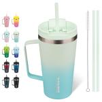 Mint Insulated Tumbler with Handle and Straw