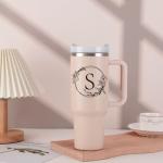 Personalized 40oz Initials Tumbler Cup with Handle
