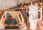 Personalized 40oz Initials Tumbler Cup with Handle
