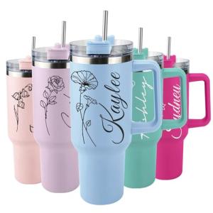 Personalized 40 Oz Stainless Steel Tumbler with Straw