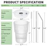Set of 4 16 oz Iced Coffee Tumblers with Lids