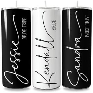 Personalized Black 20 oz Tumbler with Straw